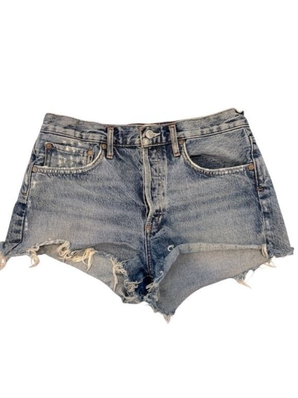 Agolde Denim Distressed Mini Denim Jeans Shorts Sz 27